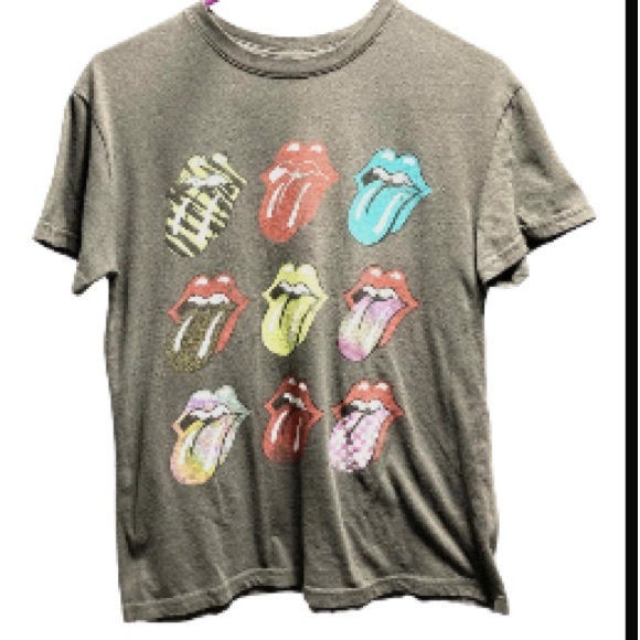 ROLLING STONES Band Tee Grey Graphic Tee Tshirt Tongue Hot Lips Gray Womens XS - Picture 5 of 14